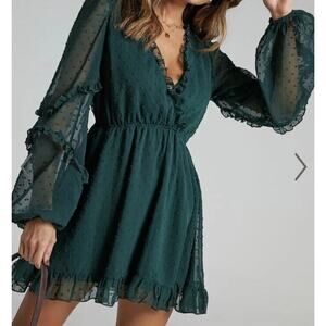 Showpo Sancha Long Sleeve Frill Mini Dress, Dance, Sz 10 NWT
